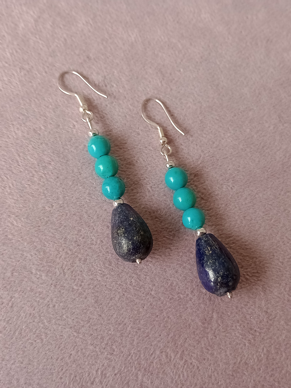Aros de piedras turquesa y lapislazuli 1
