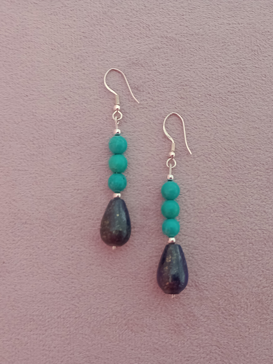 Aros de piedras turquesa y lapislazuli 2