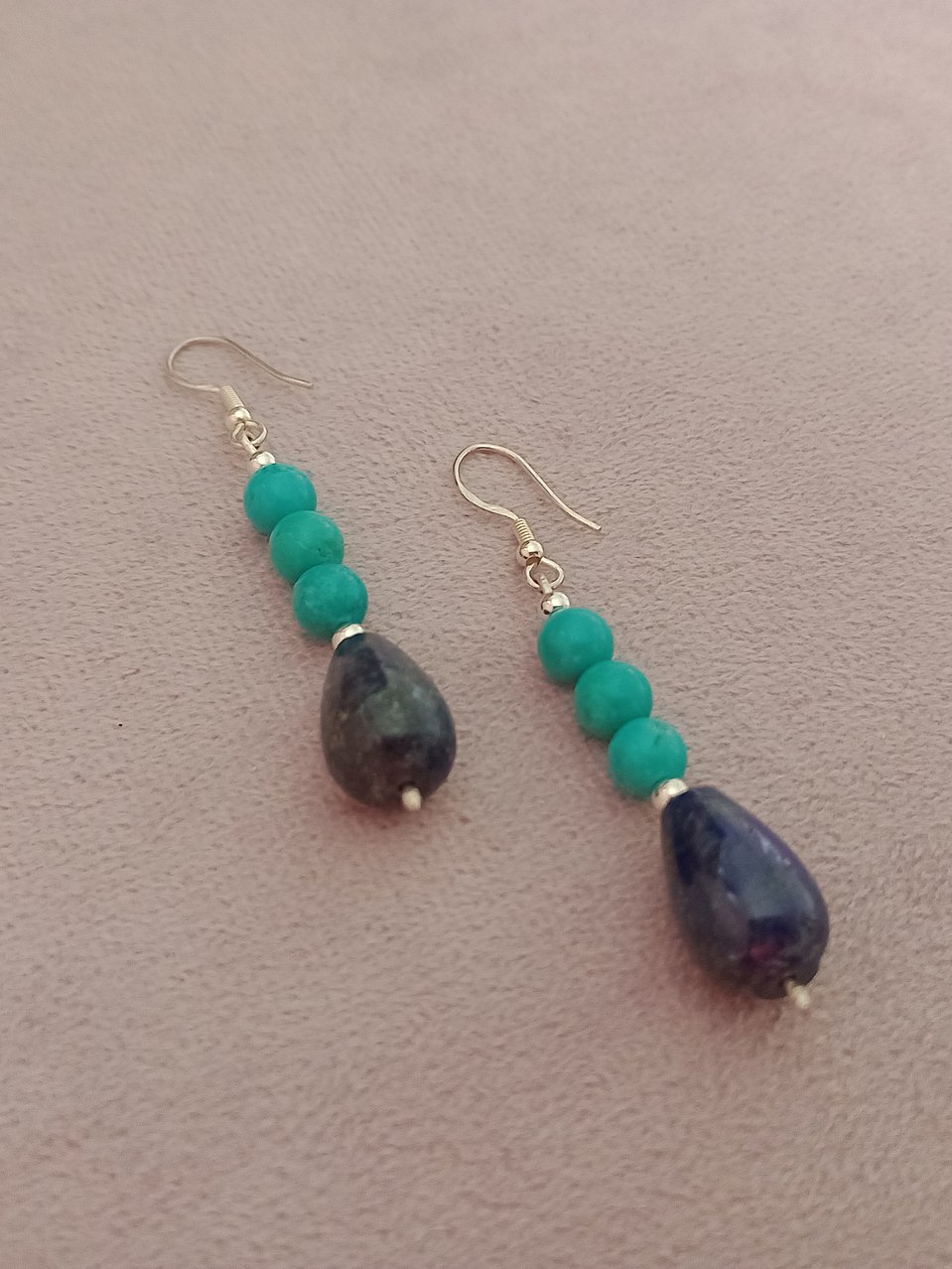 Aros de piedras turquesa y lapislazuli 4