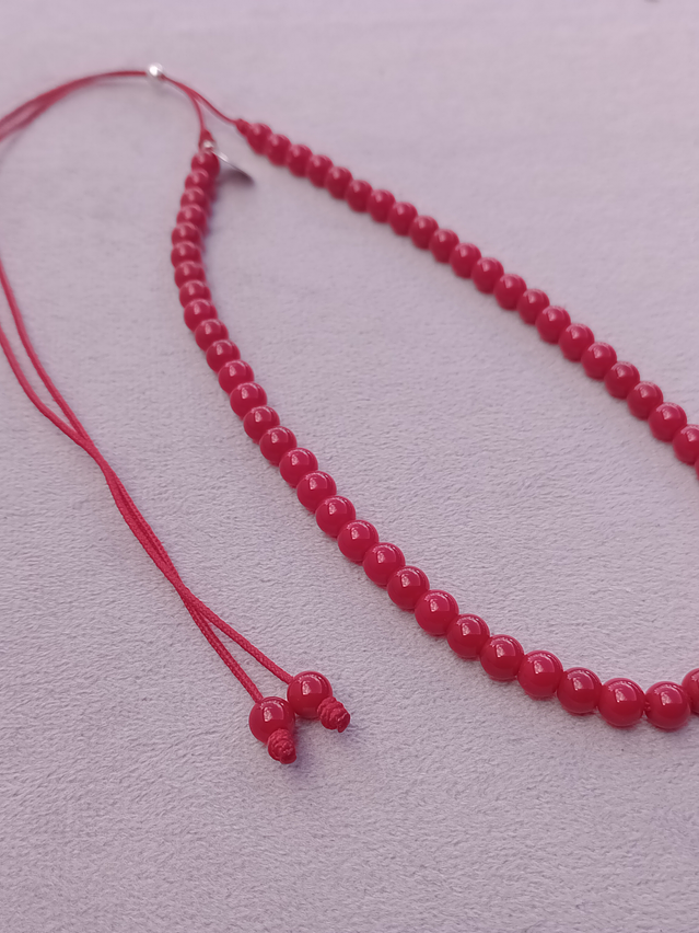 Collar de hilo regulable de piedras jade rojo 2