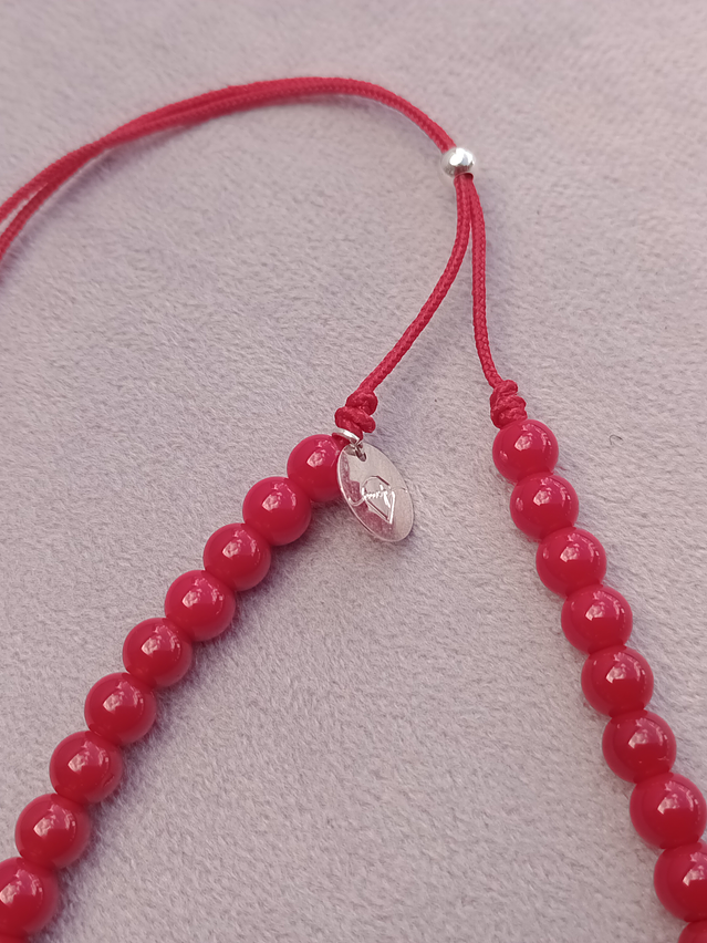 Collar de hilo regulable de piedras jade rojo 3