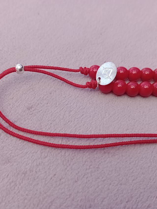 Collar de hilo regulable de piedras jade rojo 4