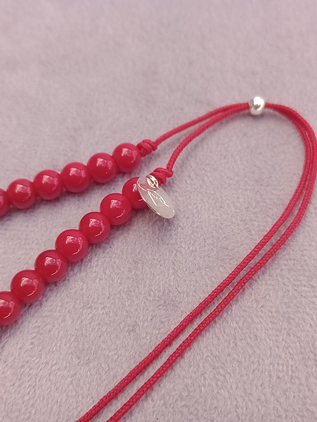 Collar de hilo regulable de piedras jade rojo 6