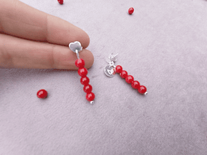 Aros de piedras jade rojo