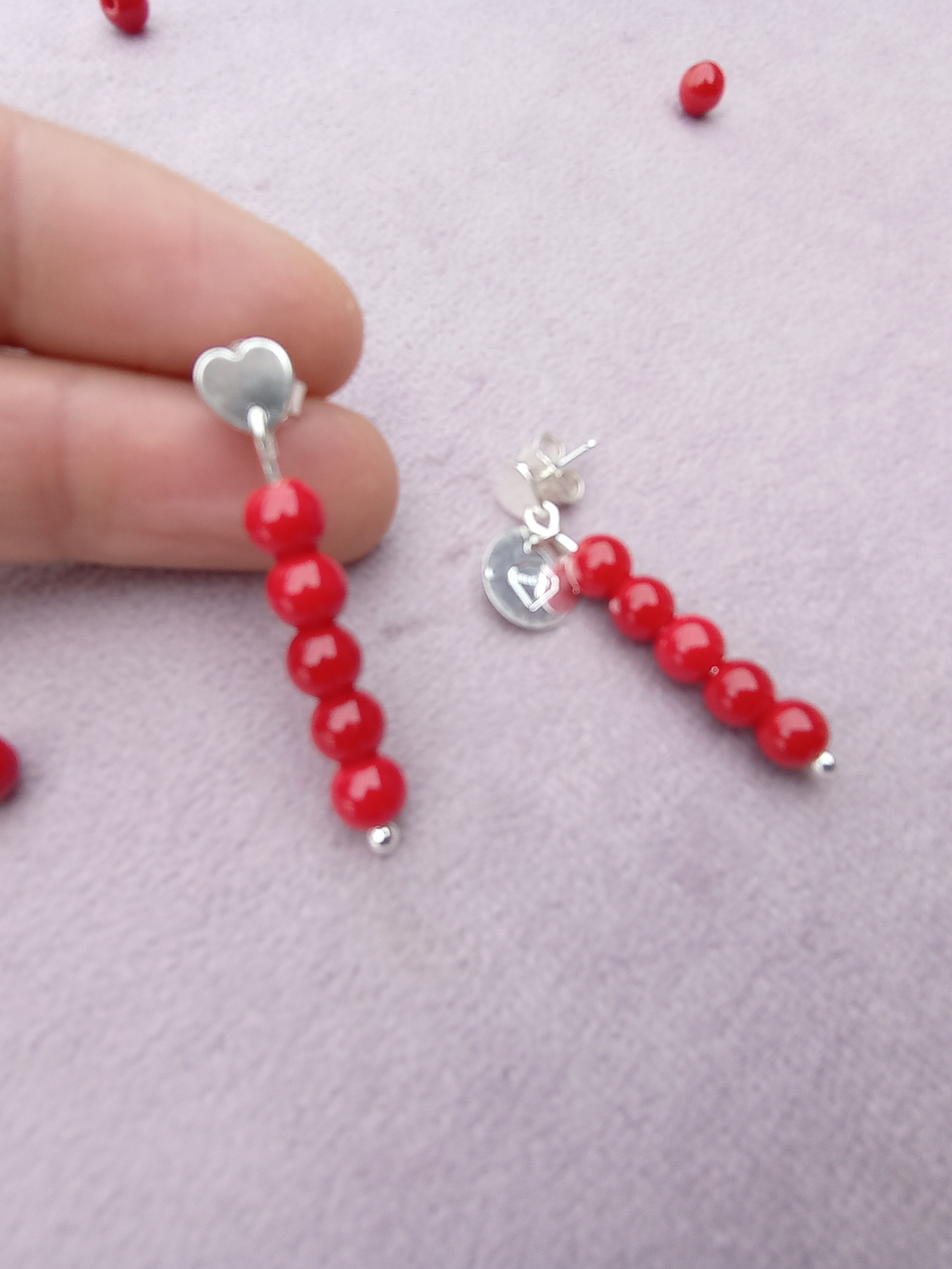 Aros de piedras jade rojo 1