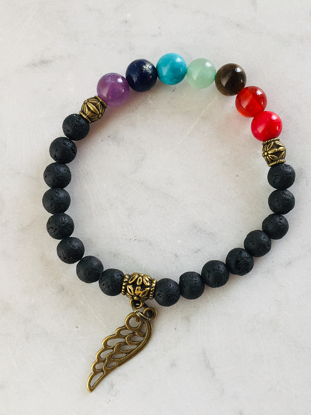 Pulsera de piedra volcánica y de los 7 chakras 1