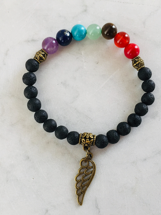 Pulsera de piedra volcánica y de los 7 chakras 2
