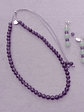 Conjunto de collar de hilo regulable y aros de piedras amatista y jade verde - Miniatura 5