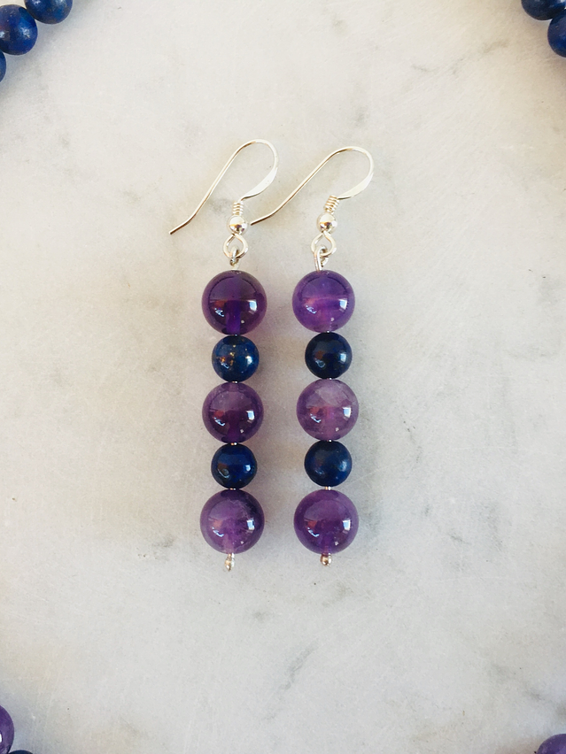 Aros de lapislazuli y amatista 1