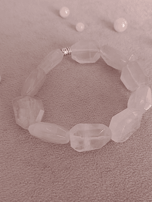 Pulsera de hilo elástico de cuarzo rosa