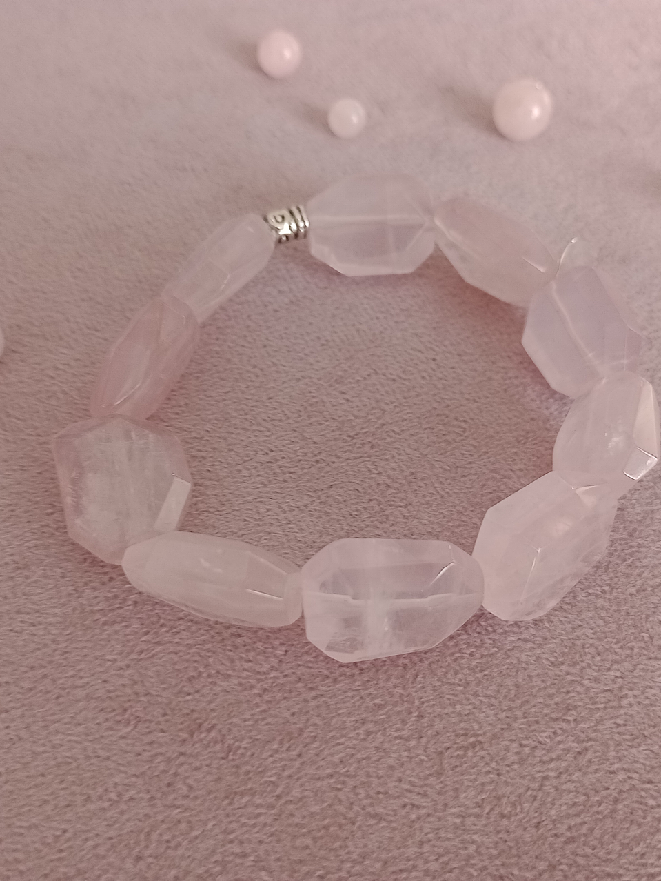 Pulsera de hilo elástico de cuarzo rosa 2