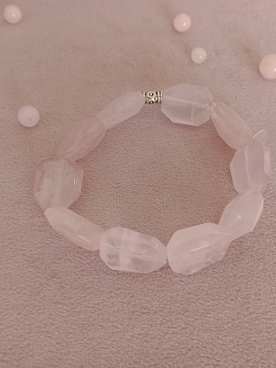 Pulsera de hilo elástico de cuarzo rosa 3