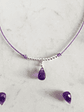 Collar de hilo regulable con gota de piedra amatista facetada y detalles de plata - Miniatura 1