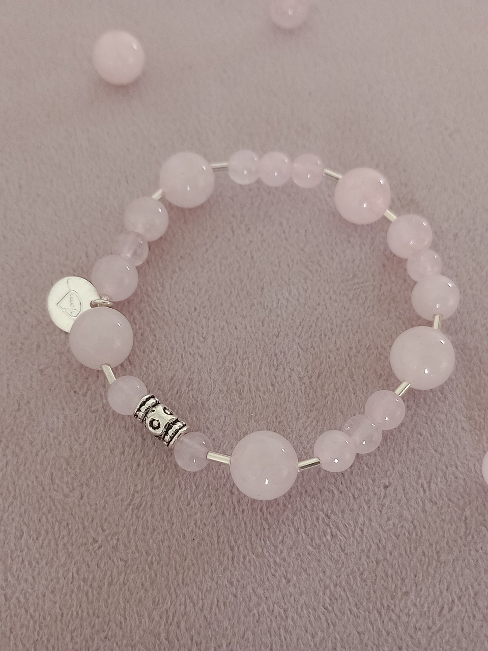 Pulsera de piedras cuarzo rosa 1