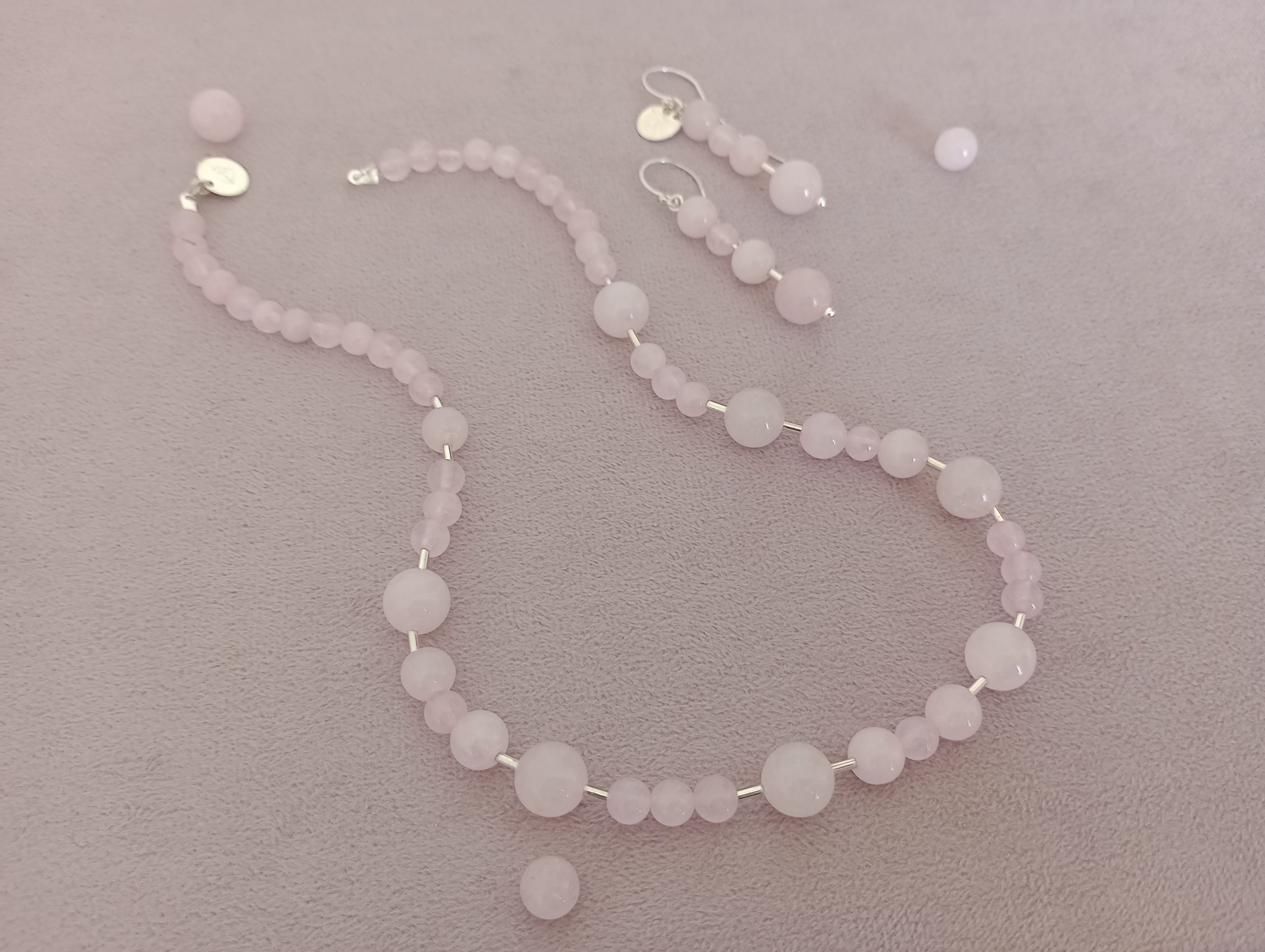 AROS CUARZO ROSA PLATA