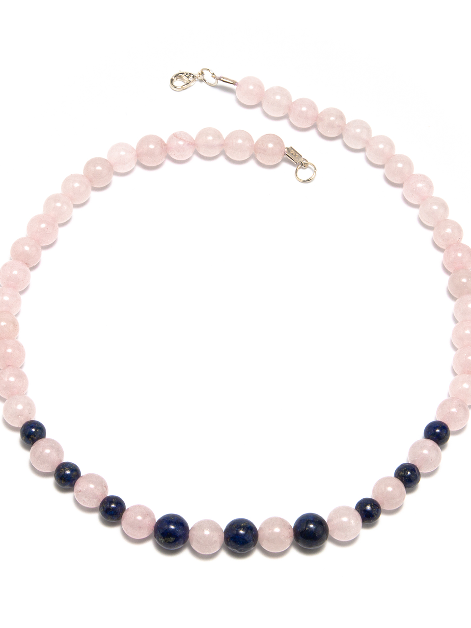 Collar de piedras cuarzo rosa y lapislázuli 2