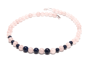 Collar de piedras cuarzo rosa y lapislázuli