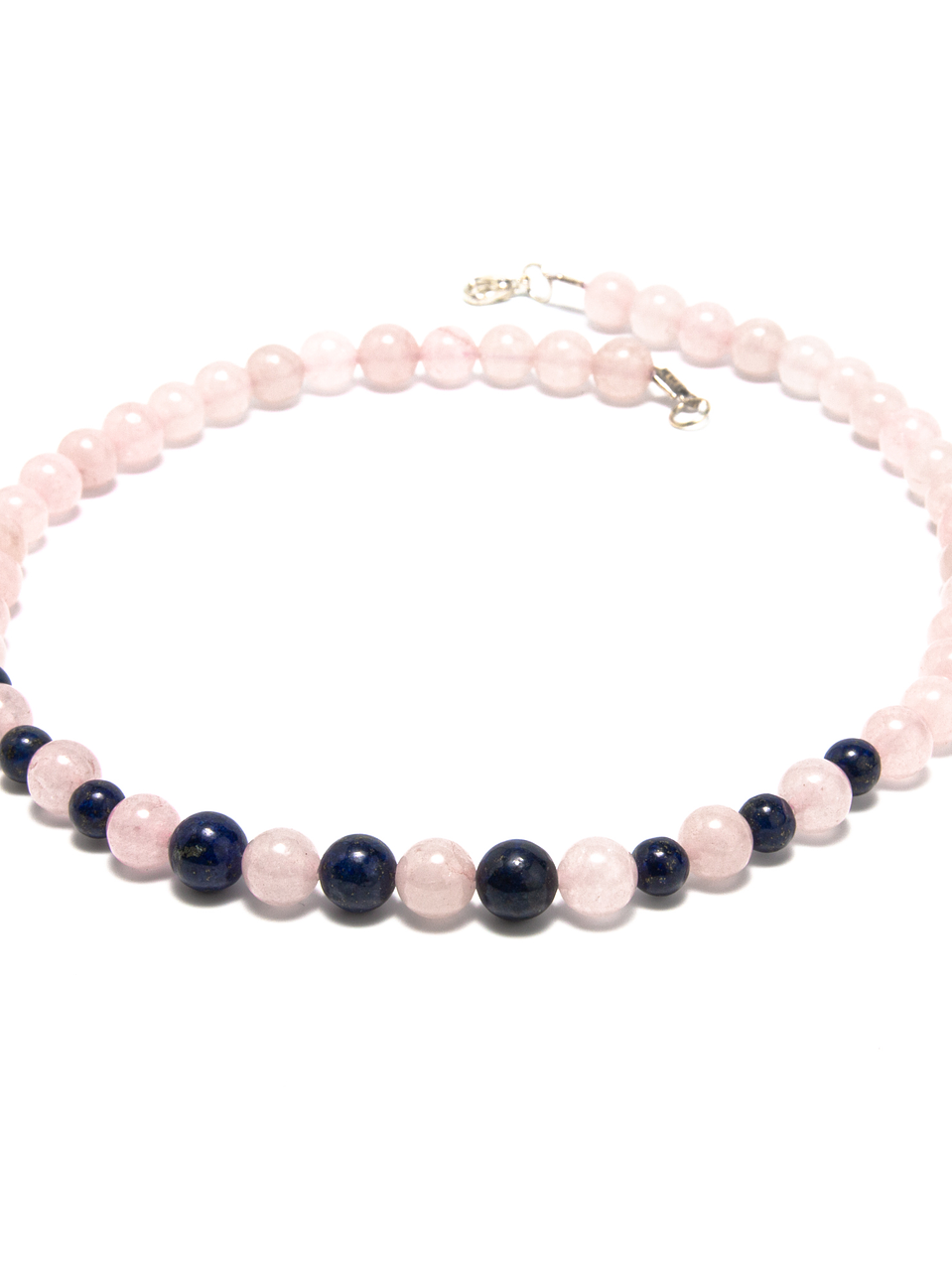 Collar de piedras cuarzo rosa y lapislázuli 1