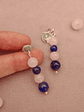 Conjunto de collar y aros de piedras cuarzo rosa y lapislázuli - Miniatura 6