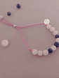 Pulsera de hilo regulable de piedras de cuarzo rosa y lapislázuli - Miniatura 1