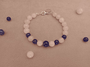 Pulsera de piedras cuarzo rosa y lapislázuli