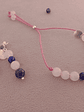 Conjunto de pulsera regulable y aros de piedras de cuarzo rosa y lapislázuli - Miniatura 1