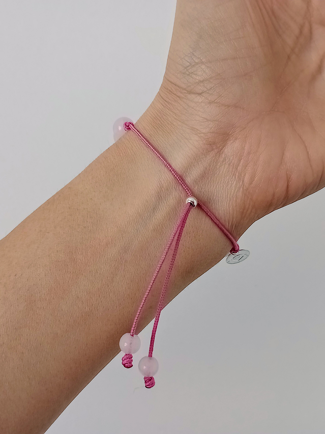 Conjunto de pulsera regulable y aros de piedras de cuarzo rosa y lapislázuli 7