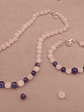 Conjunto de collar y pulsera de piedras cuarzo rosa y lapislázuli - Miniatura 2