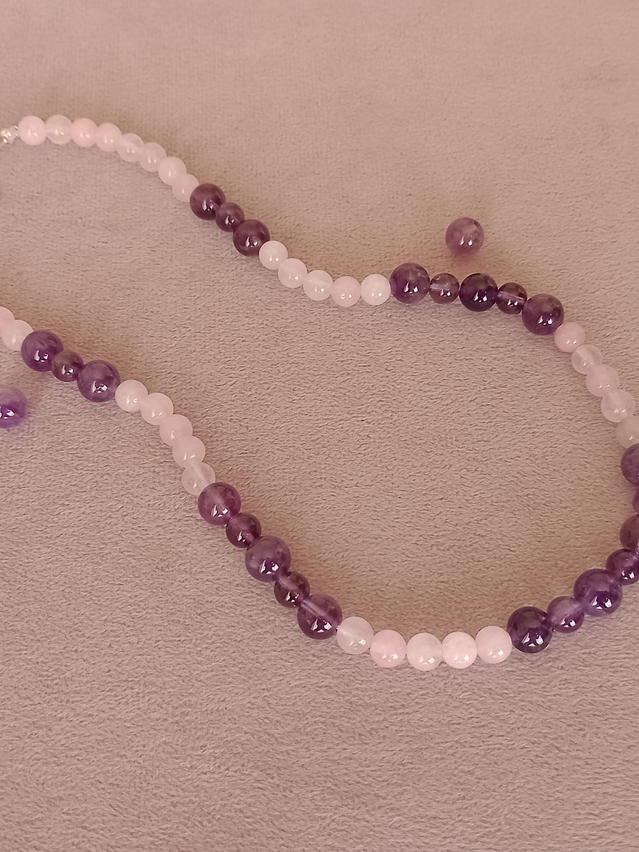 Collar de piedras cuarzo rosa y amatista 5