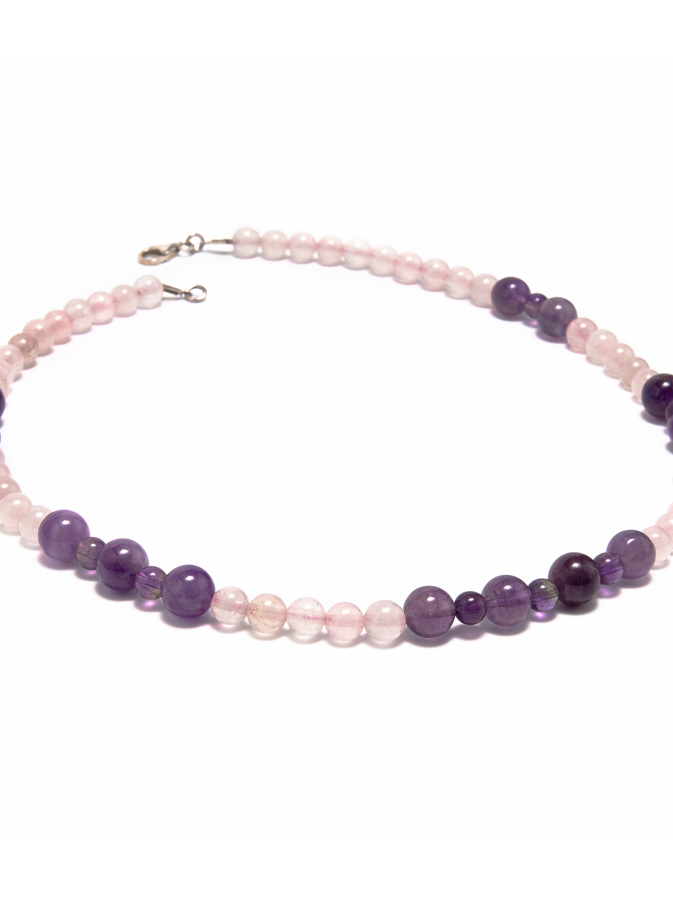 Collar de piedras cuarzo rosa y amatista 1
