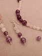 Conjunto de collar y aros de piedras cuarzo rosa y amatista - Miniatura 2