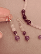 Conjunto de collar y aros de piedras cuarzo rosa y amatista - Miniatura 3