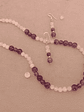 Conjunto de collar y aros de piedras cuarzo rosa y amatista - Miniatura 10