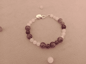 Pulsera de piedras cuarzo rosa y amatista