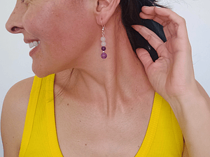 Aros de cuarzo rosa y amatista