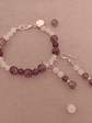 Conjunto de pulsera y aros de piedras cuarzo rosa y amatista - Miniatura 1
