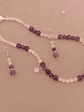 Conjunto de collar, pulsera y aros de piedras cuarzo rosa y amatista - Miniatura 8