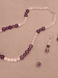 Conjunto de collar, pulsera y aros de piedras cuarzo rosa y amatista - Miniatura 9