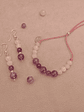 Conjunto de collar, pulsera regulable y aros de piedras cuarzo rosa y amatista  - Miniatura 3