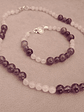 Conjunto de collar y pulsera de piedras cuarzo rosa y amatista - Miniatura 3