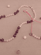 Conjunto de collar y pulsera regulable de piedras cuarzo rosa y amatista - Miniatura 2