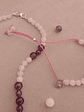 Conjunto de collar y pulsera regulable de piedras cuarzo rosa y amatista - Miniatura 3