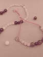 Conjunto de collar y pulsera regulable de piedras cuarzo rosa y amatista - Miniatura 4