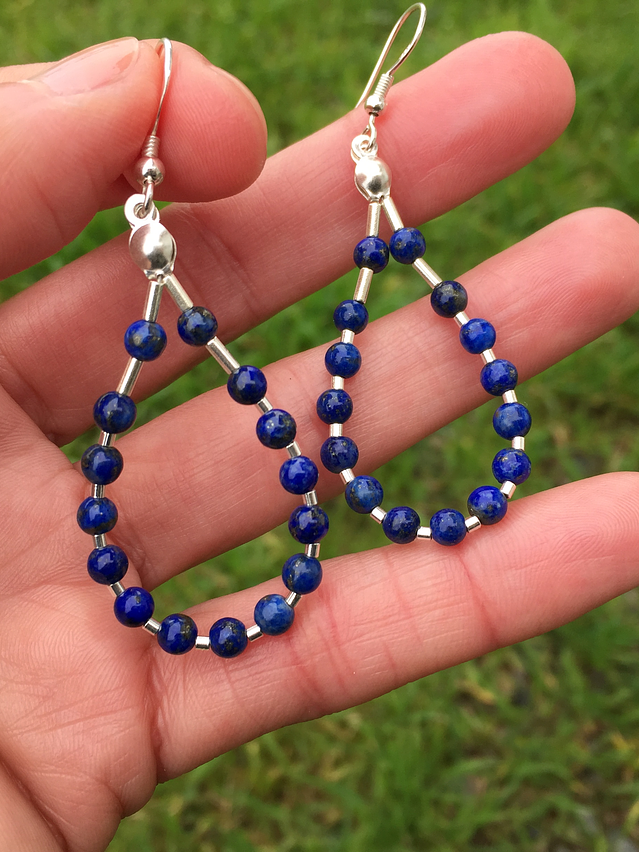 Conjunto de collar y aros de piedras lapislázuli 4