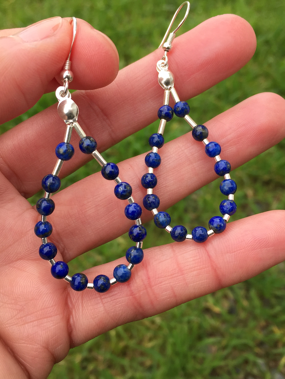 Conjunto de collar y aros de piedras lapislázuli 4