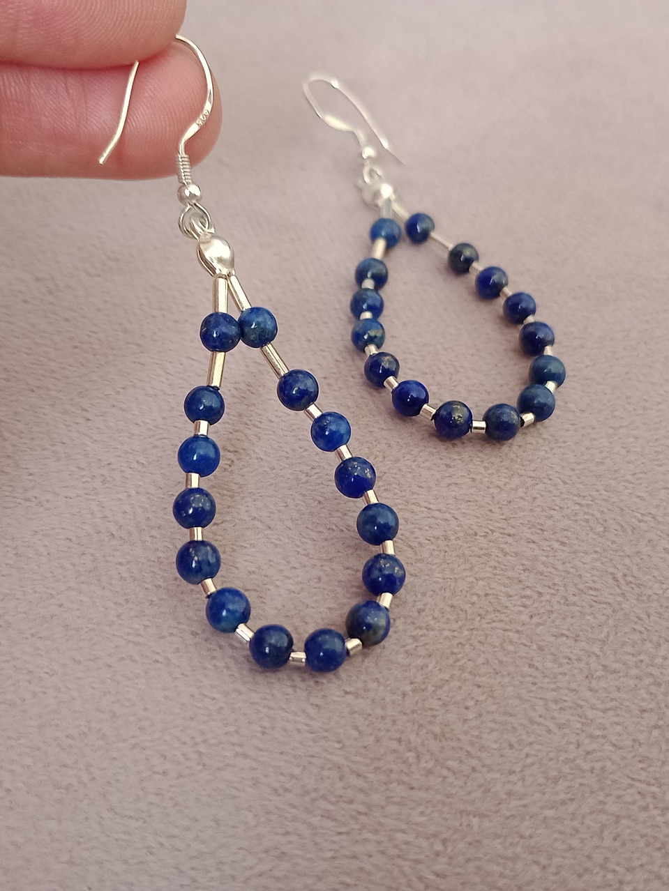 Conjunto de collar y aros de piedras lapislázuli 5