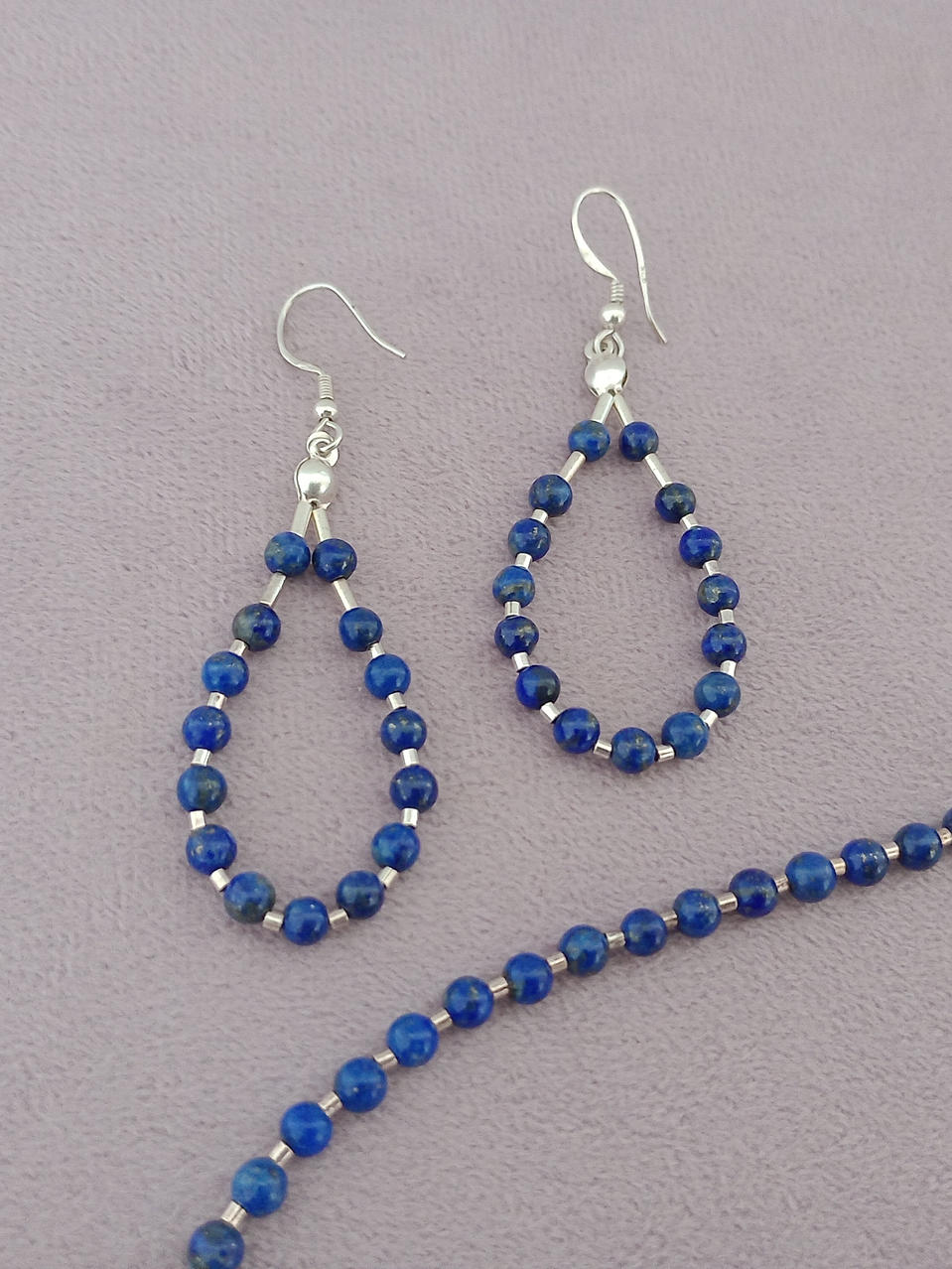 Conjunto de collar y aros de piedras lapislázuli 6