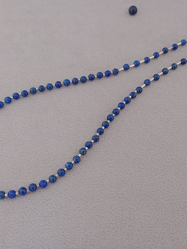 Conjunto de collar y aros de piedras lapislázuli 9