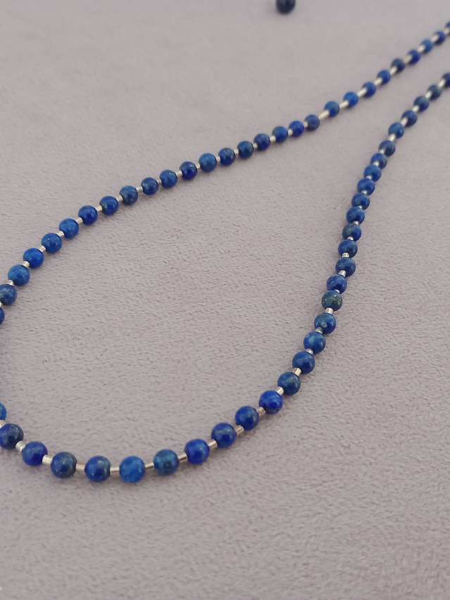 Conjunto de collar y aros de piedras lapislázuli 10