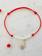 Pulsera de hilo regulable con mano de Fátima y detalles de plata  - Miniatura 1